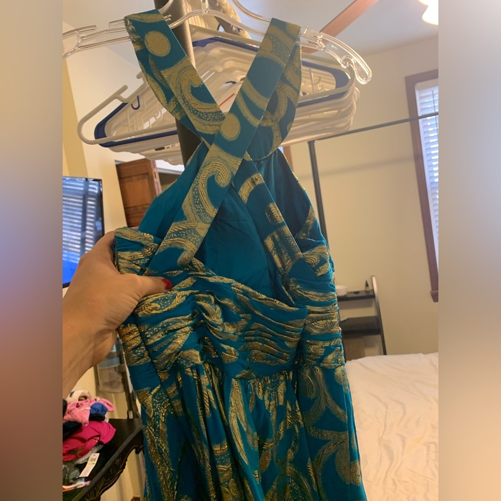 Blue/Gold party dress - Picture 4 of 5